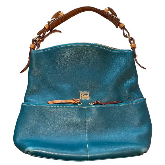 Dooney Burke Womens Shoulder Bag Blue Dillen Pocket Sac Purse Classic - Picture 1 of 14